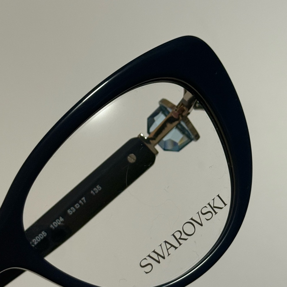 SWARVOSKI Elegant Navy Blue Cat-Eye Glasses with Crystal Details - Picture 4 of 8